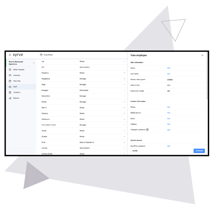 Syrve - Head Office - PC & C - 01 Manage Workforce