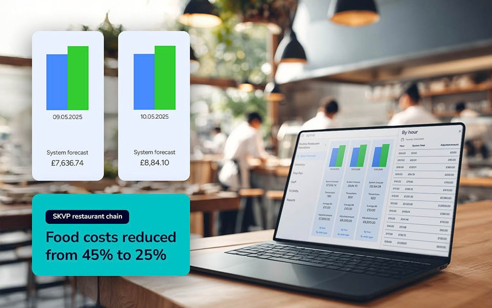 Using an AI sales forecasting and analytics dashboard on a laptop to predict demand