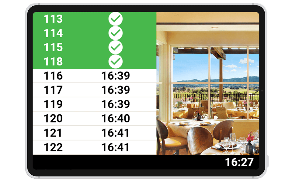 Arrival Screen showing real-time order queue in restaurant
