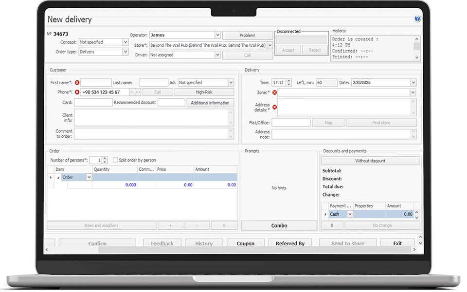 Caller ID integration to identify customers and access order history