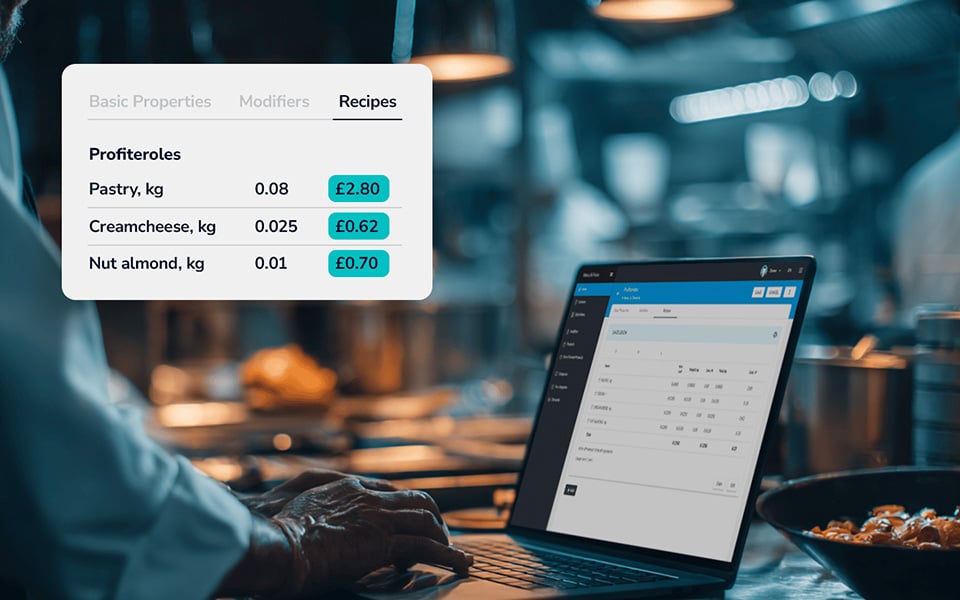 Centralised menu management and pricing across restaurant locations on laptop
