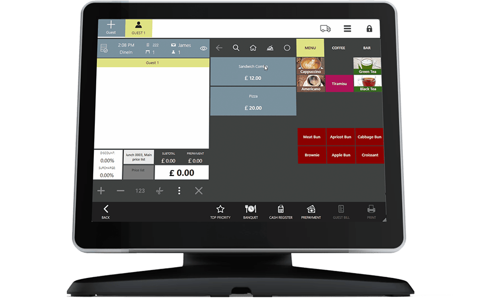 POS interface with combo set recommendations and dynamic upselling prompts during order taking