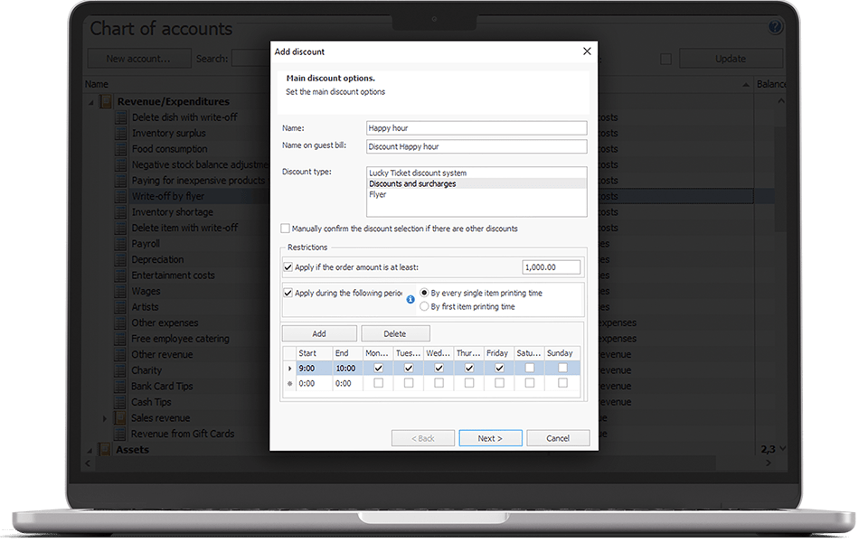 Creating and applying promotions and discount campaigns in back office system