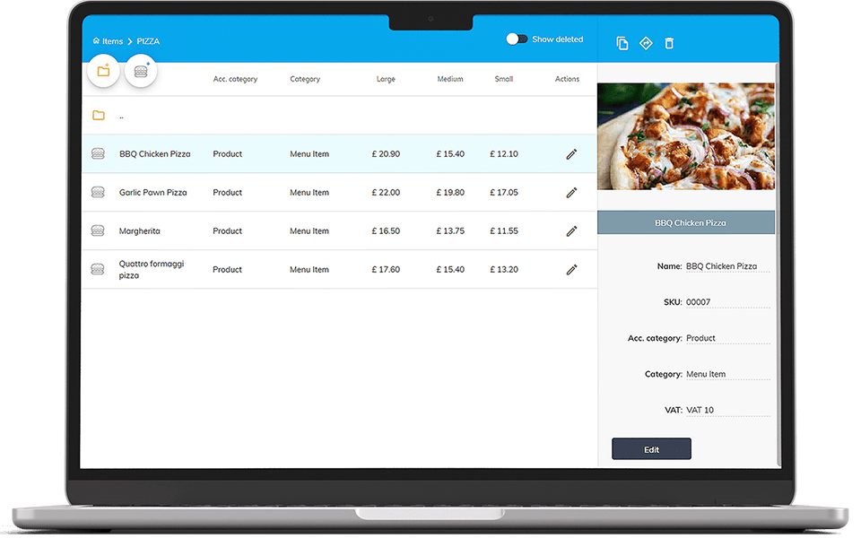 Real-time menu updates for items, pricing and availability across locations