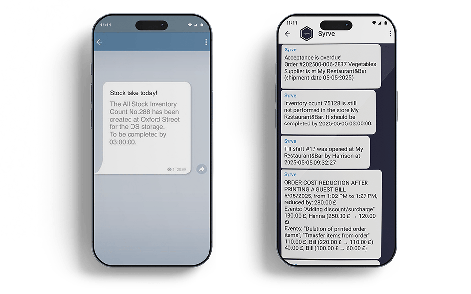 Restaurant staff receiving automated notifications and reminders on mobile app for operations management