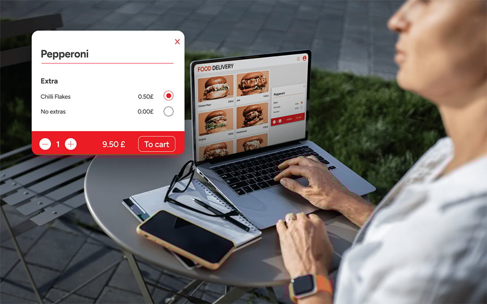 Restaurant using branded website and e-commerce system for direct online ordering and sales growth